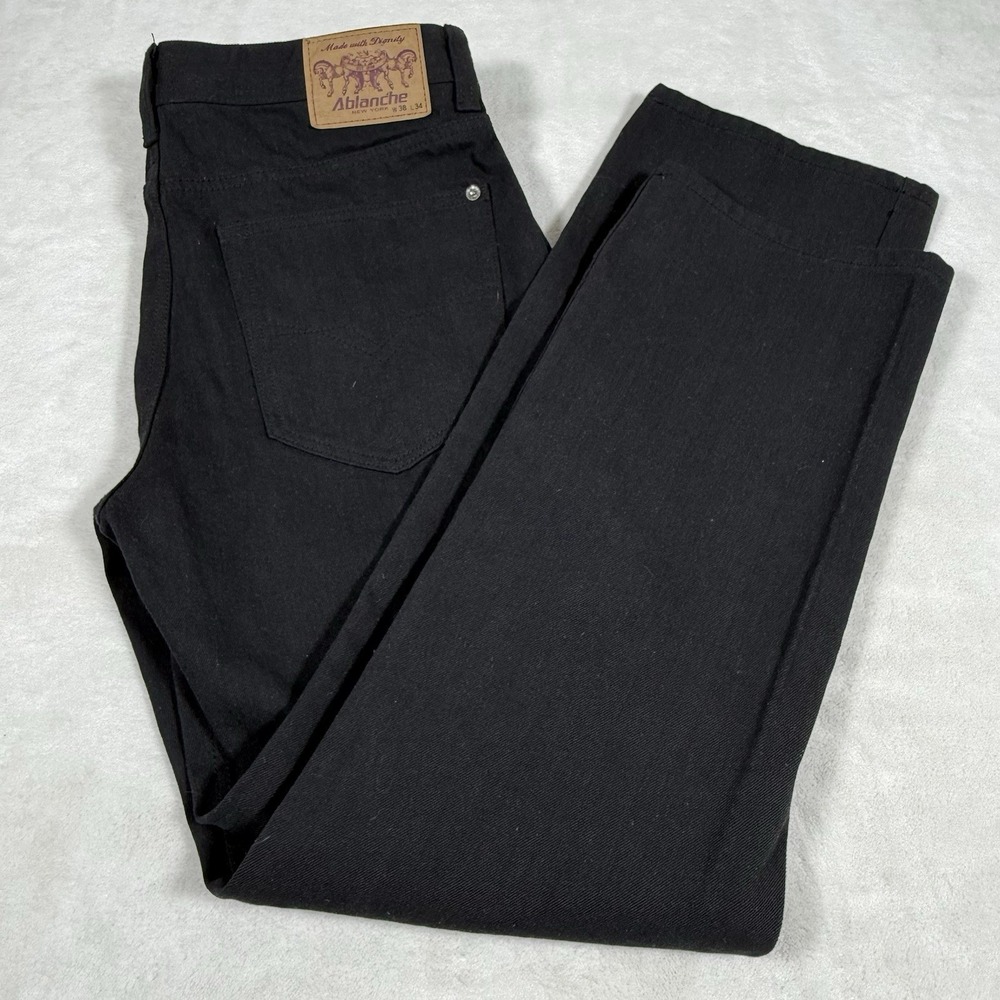 Ablanche Jeans Mens 38x34 Black Excellent Straight Leg Cotton Streetwear Pants